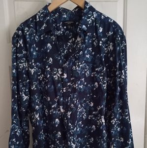 Club Monaco Floral L/S Shirt Slim Fit Large